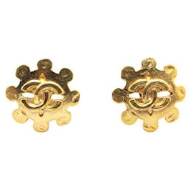 Chanel-Chanel Vintage Coco Mark Flower Earrings-Golden,Metallic