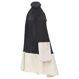 Tibi patch pocket buckle halter A-line dress Black