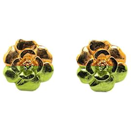 Chanel-Chanel Camellia Earrings Gold Plated-Golden,Metallic