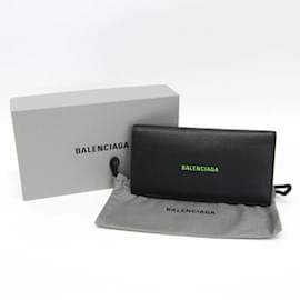 Balenciaga-Balenciaga Men's Leather Long Wallet-Black