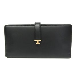 Tod's TSI P FOGLIO LINGUETTA Women's Leather Long Wallet Black
