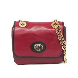 Borsa a spalla Gucci Interlocking G Chain Nero Rosso