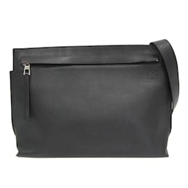 Loewe-Loewe Anagram Men's Leather Shoulder Bag-Black