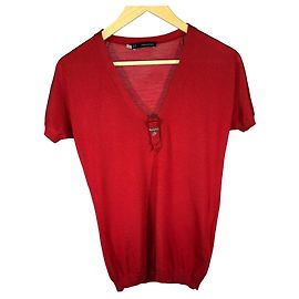 Kurzes Woll-V-Ausschnitt-Pullover in Rot von DSQUARED2 Rot