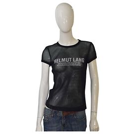 T-shirt in rete nera a maniche corte Helmut Lang S Nero