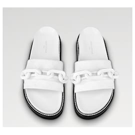 Louis Vuitton-LOUIS VUITTON Mule de placa confortável LV sunset 39fr TBE-Branco