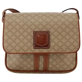 Céline-CELINE Macadam Canvas Shoulder Bag Beige Gold Auth 105990-Beige,Golden