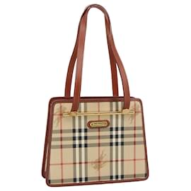 Autre Marque-Burberrys Nova Check Shoulder Bag PVC Leather Gold Beige Auth 103996-Beige,Golden