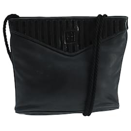 Fendi-FENDI Shoulder Bag Leather Black Auth ti2515-Black