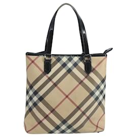 Autre Marque-Burberrys Nova Check Tote Bag PVC Leather Beige Black Auth 101881-Black,Beige