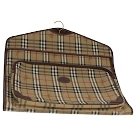 Autre Marque-Burberrys Nova Check Garment Cover PVC Leather Beige Brown gold Auth 104623-Brown,Beige,Golden