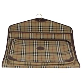 Autre Marque-Burberrys Nova Check Garment Cover PVC Leather Beige Brown gold Auth 104623-Brown,Beige,Golden