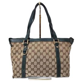 Borsa a spalla Gucci GG Canvas Abbey Beige/Verde Beige Verde