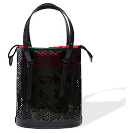 Louis Vuitton-LOUIS VUITTON Black Leather Bucket Bag - 102297-Black