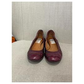Lanvin-LANVIN Ballet flats T.EU 36 Leather-Dark red