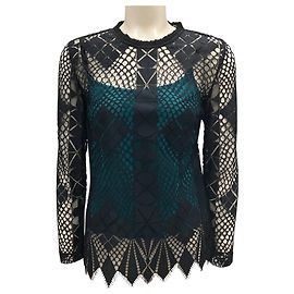 Langärmlige Spitzenbluse Sandro Black / Teal Schwarz