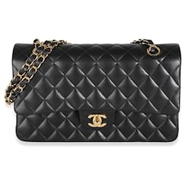 Chanel-Chanel Black Quilted Lambskin Medium Classic Double Flap Bag-Black
