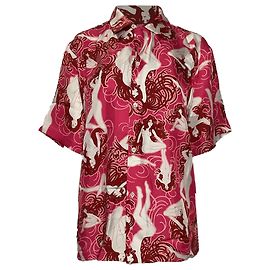 Camisa de mangas curtas Amiri com garota nua em seda rosa Marrom Rosa