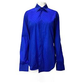 Louis Vuitton-Louis Vuitton Monogram Long Sleeve Shirt in Blue Cotton-Blue