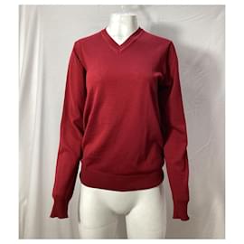 Giorgio Armani- Giorgio Armani Knitted V-Neck Sweater in Red Wool-Red