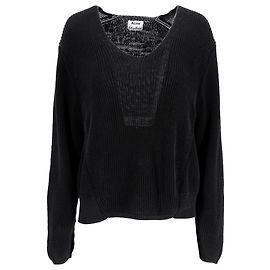 Suéter de malha com decote redondo em linho preto da Acne Studios Preto