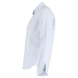 Louis Vuitton- Louis Vuitton Monogram Print Long Sleeve Shirt in Blue Cotton-Blue,Light blue