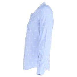 Gucci- Gucci Bee Print Long Sleeve Shirt in Blue Cotton-Blue,Light blue