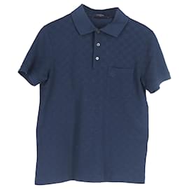 Louis Vuitton- Louis Vuitton Classic Damier Pique Polo Shirt in Navy Blue Cotton-Blue,Navy blue