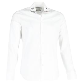 Gucci- Gucci Printed Collar Long Sleeve Shirt in White Cotton-White