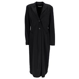 Jil Sander Single-Breasted Midi Coat in Black Wool Black