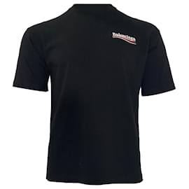 Balenciaga- Balenciaga Political Campaign Logo Mock Neck T-Shirt in Black Cotton-Black