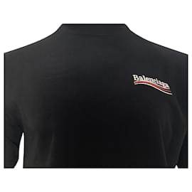 Balenciaga- Balenciaga Political Campaign Logo Mock Neck T-Shirt in Black Cotton-Black