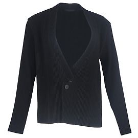 Issey Miyake Pleated Cardigan in Black Polyester Black