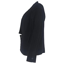 Issey Miyake- Issey Miyake Pleated Cardigan in Black Polyester-Black