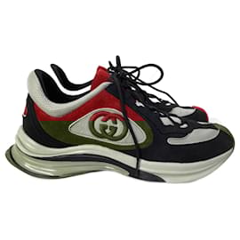 Gucci- Gucci Run Lace-Up Sneakers in Black and Red Calf Suede-Multiple colors