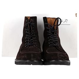 Autre Marque-MR P. Jacques Lace Up Boots in Brown Suede-Brown
