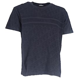 Dior- Dior Oblique Crewneck T-Shirt in Navy Blue Cotton-Blue,Light blue