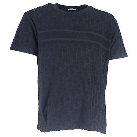 Camiseta de cuello redondo Dior Oblique en algodón azul marino Azul Azul claro