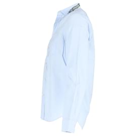 Gucci- Gucci Dragon Printed Collar Long Sleeve Shirt in Light Blue Cotton-Blue,Light blue