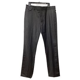 Louis Vuitton Logo Buckle Straight-Leg Trousers in Grey Wool Grey