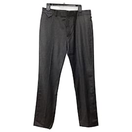 Louis Vuitton- Louis Vuitton Logo Buckle Straight-Leg Trousers in Grey Wool-Grey