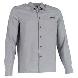 Prada- Prada Button-Down Long Sleeve Shirt in Grey Cotton-Grey