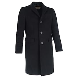 Burberry- Burberry Single-Breasted Coat with Pockets in Black Wool-Black