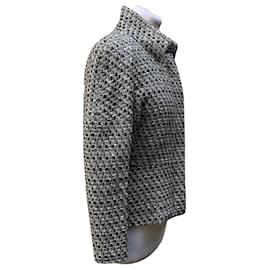Chanel-Grey Wool Blend Zip Front Jacket Size 38 FR-Grey
