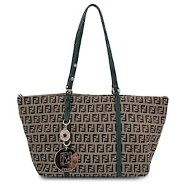 Fendi-Zucchino Canvas Superstar Small Shopping Tote Bag Green-Beige