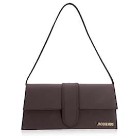 Jacquemus-Brown Leather Le Long Bambino Structured Shoulder Bag-Brown