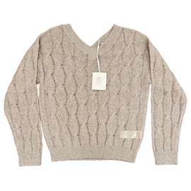 Peserico Strickpullover mit V-Ausschnitt Sand Sand
