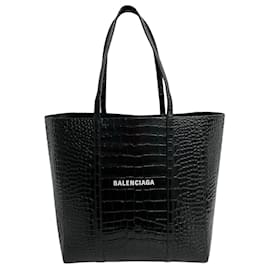 Balenciaga-Balenciaga Leather Everyday Tote Bag Black-Black