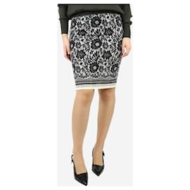 Dolce & Gabbana-Black silk floral lace printed midi skirt - size UK 8-Black