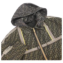 Fendi-Fendi FF Logo Tape Hoodie Mountain Parka Brown-Brown
